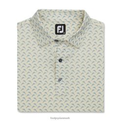 Footjoy atletisk pasform lisle springende delfiner print selvkrave limonade-due grå F42HB1793 limonade-due grå