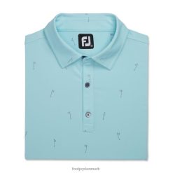 Footjoy azurblå 18 hullers print lisle selvkrave F42HB1736 azurblå