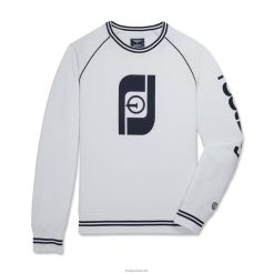 Footjoy fransk frotté raglan crewneck hvid-marineblå F42HB436 hvid-marine