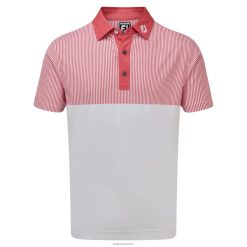 Footjoy glat pique-konstrueret lodret print hvid-kappe rød F42HB471 hvid-kappe rød