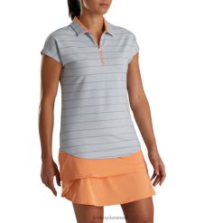 Footjoy grå-melon cap ærme birdseye stribe jacquard kvinder F42HB2356 grå-melon