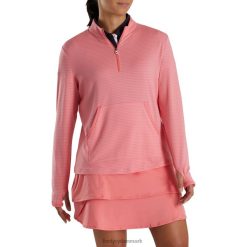 Footjoy halv lynlås tonal stribe mellemlag kvinder lyse koral F42HB2476 lyse koraller