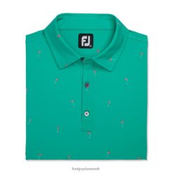 Footjoy havgrøn 18 huller print lisle self krave F42HB1734 havgrønt