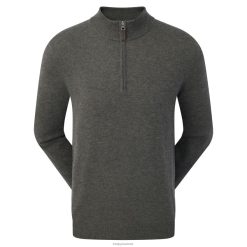 Footjoy lyng trækulsuld blanding pullover med halv lynlås F42HB287 lyngkul