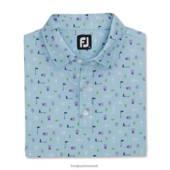 Footjoy lyseblåt transfusionstryk lisle selvkrave F42HB1777 lyseblå