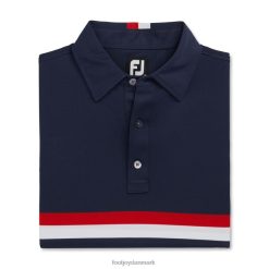 Footjoy marine-rød-hvid dobbelt brystbånd pique-tidligere sæson stil F42HB2867 marine-rød-hvid