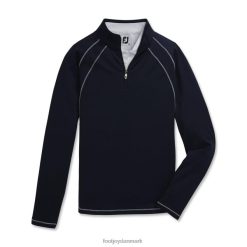 Footjoy marineblå jersey-strik med kvart lynlås mellem lag dame-stil fra forrige sæson F42HB2581 flåde