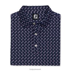 Footjoy navy-lavendel atletisk pasform lisle springende delfiner print selv krave F42HB1791 marine-lavendel