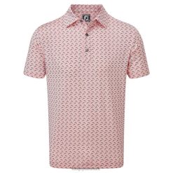 Footjoy pink-grå springende delfiner print lisle F42HB902 pink-grå