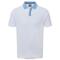 Footjoy solid med stribet stolpe pique hvid-blå F42HB949 hvid-blå