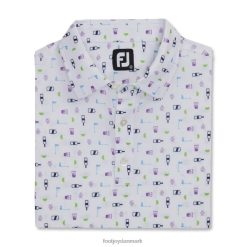 Footjoy transfusion print lisle self krave hvid F42HB1775 hvid