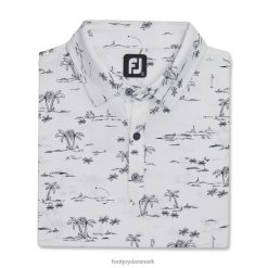 Footjoy tropic golf print lisle self krave hvid-sort F42HB2671 hvid sort