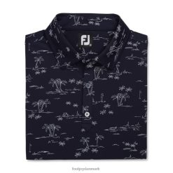 Footjoy tropic golf print lisle self krave marine-hvid F42HB1737 marine-hvid