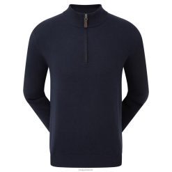 Footjoy uldblanding med halv lynlås sweater marineblå F42HB286 flåde